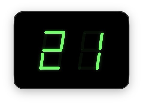 7-segment green terminal display close-up